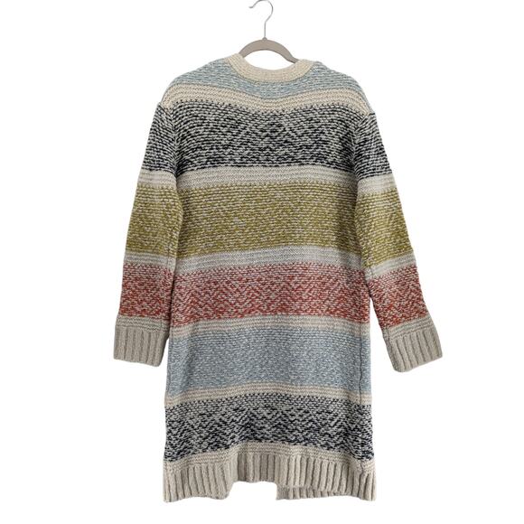 Universal Thread Wool Blend Long Cardigan S Multicolored Stripe Open Front Layer - Picture 3 of 8